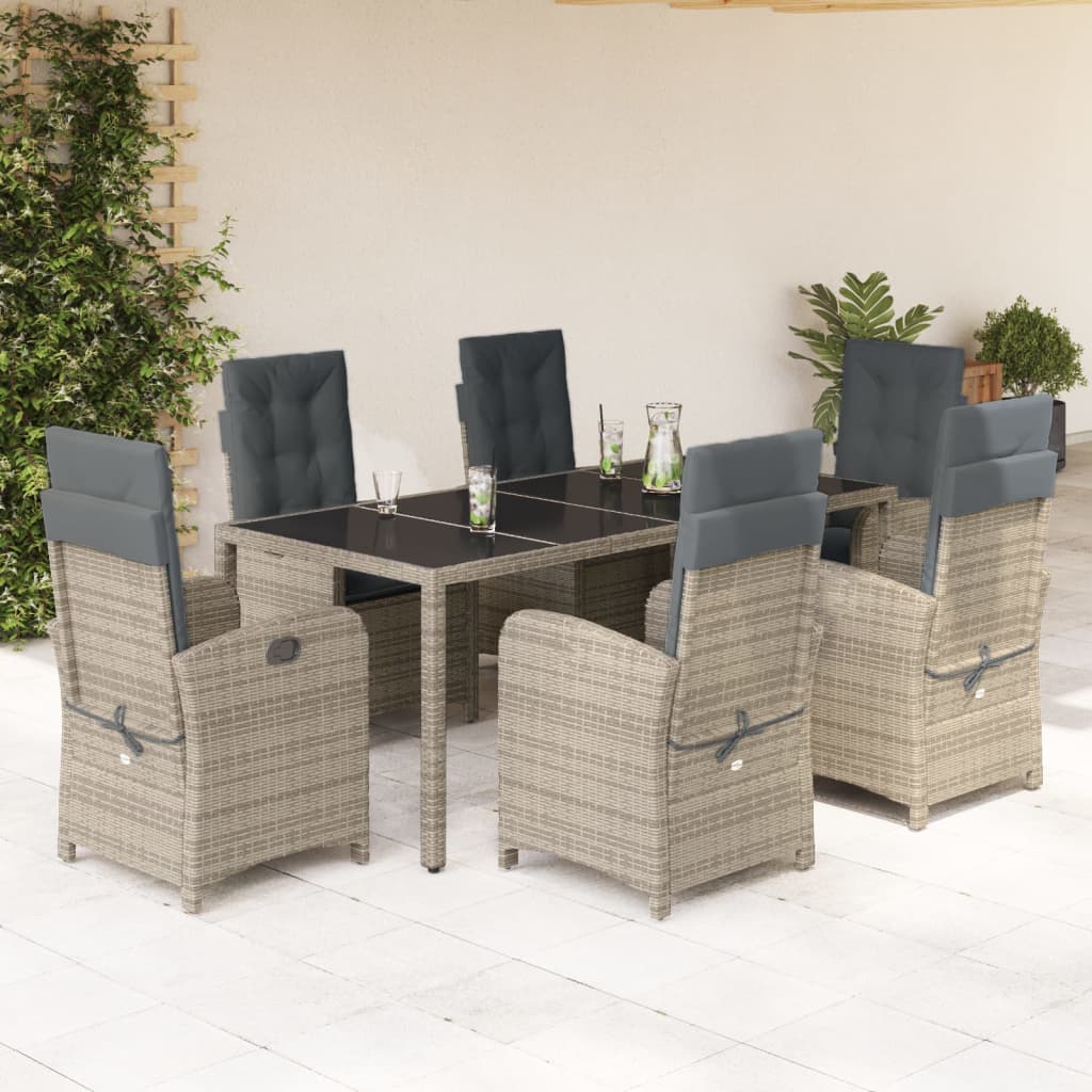 Set mobilier de grădină cu perne, 7 piese, gri, poliratan GartenMobel Dekor