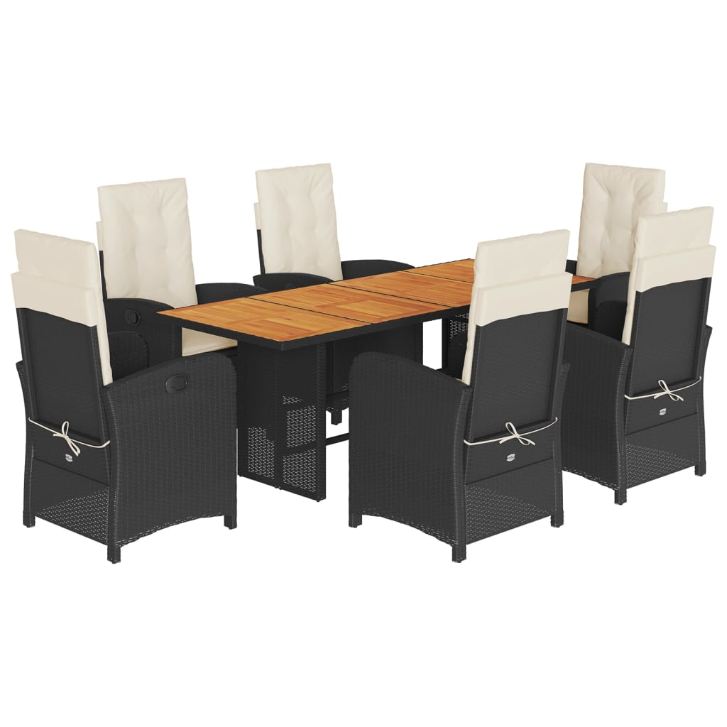 Set mobilier de grădină cu perne, 7 piese, negru, poliratan GartenMobel Dekor