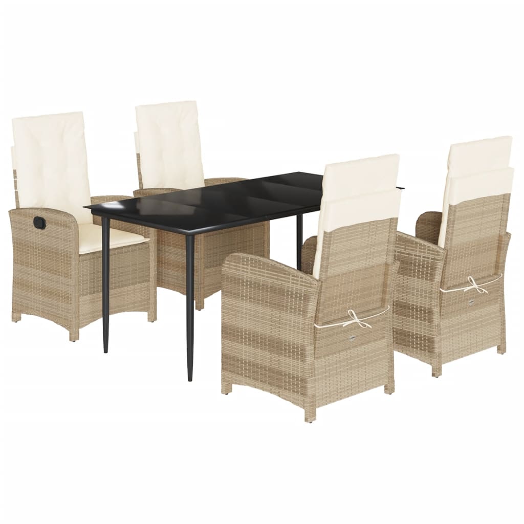 Set mobilier de grădină cu perne, 5 piese, bej, poliratan GartenMobel Dekor