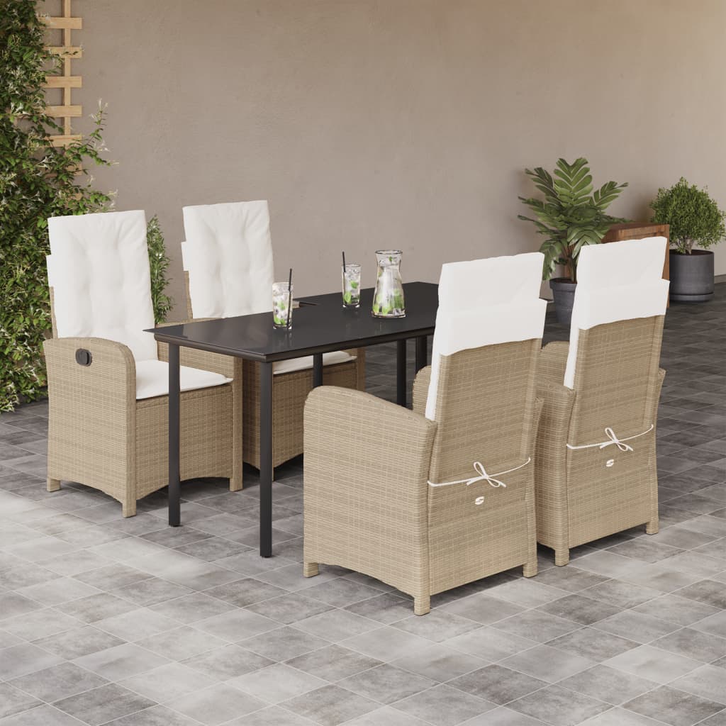 Set mobilier de grădină cu perne, 5 piese, bej, poliratan GartenMobel Dekor
