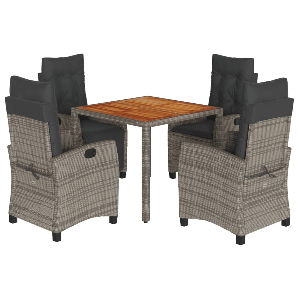 Set mobilier de grădină cu perne, 5 piese, gri, poliratan GartenMobel Dekor