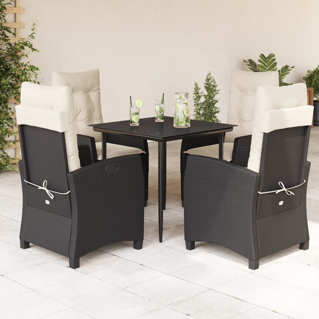 Set mobilier de grădină cu perne, 5 piese, negru, poliratan GartenMobel Dekor