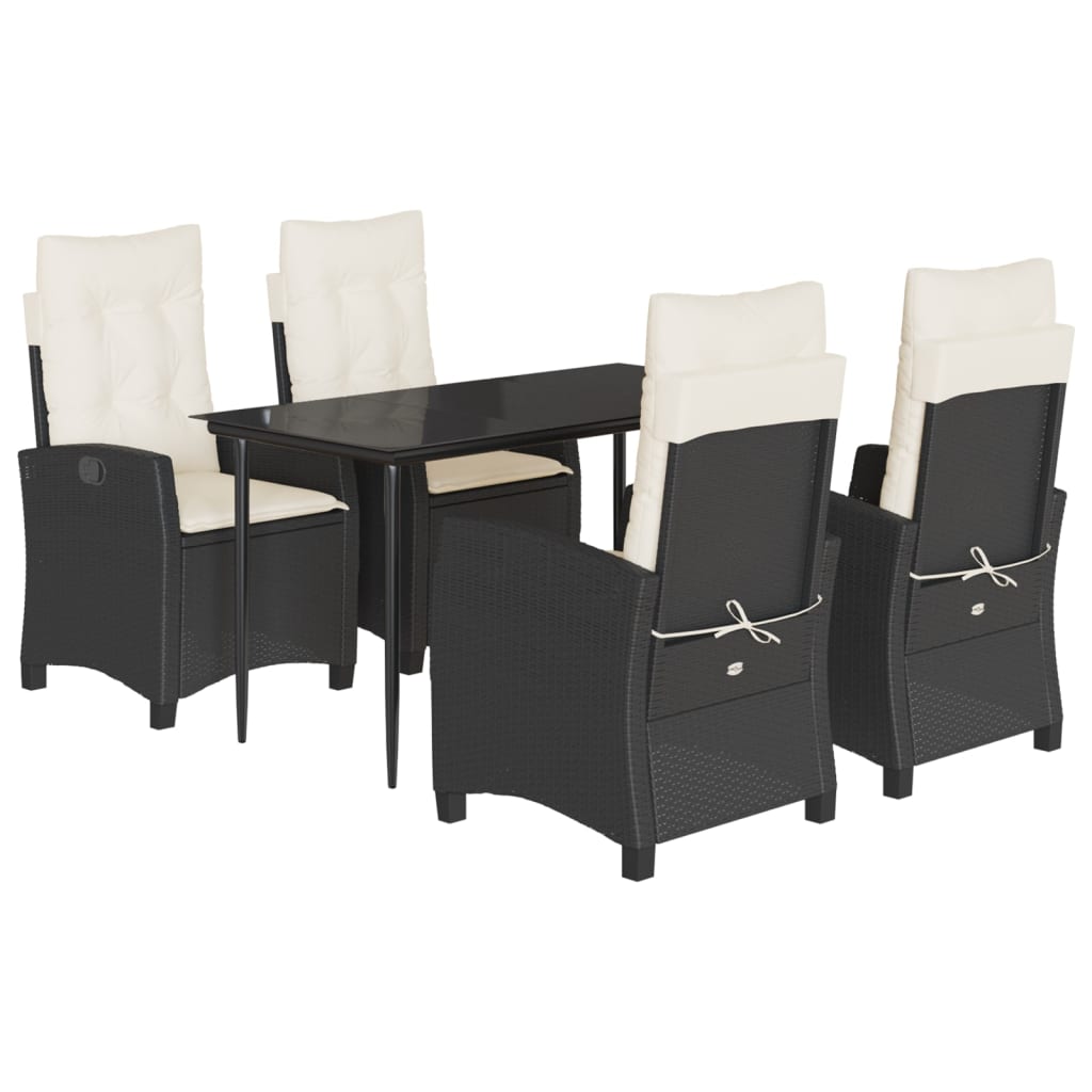 Set mobilier de grădină cu perne, 5 piese, negru, poliratan GartenMobel Dekor