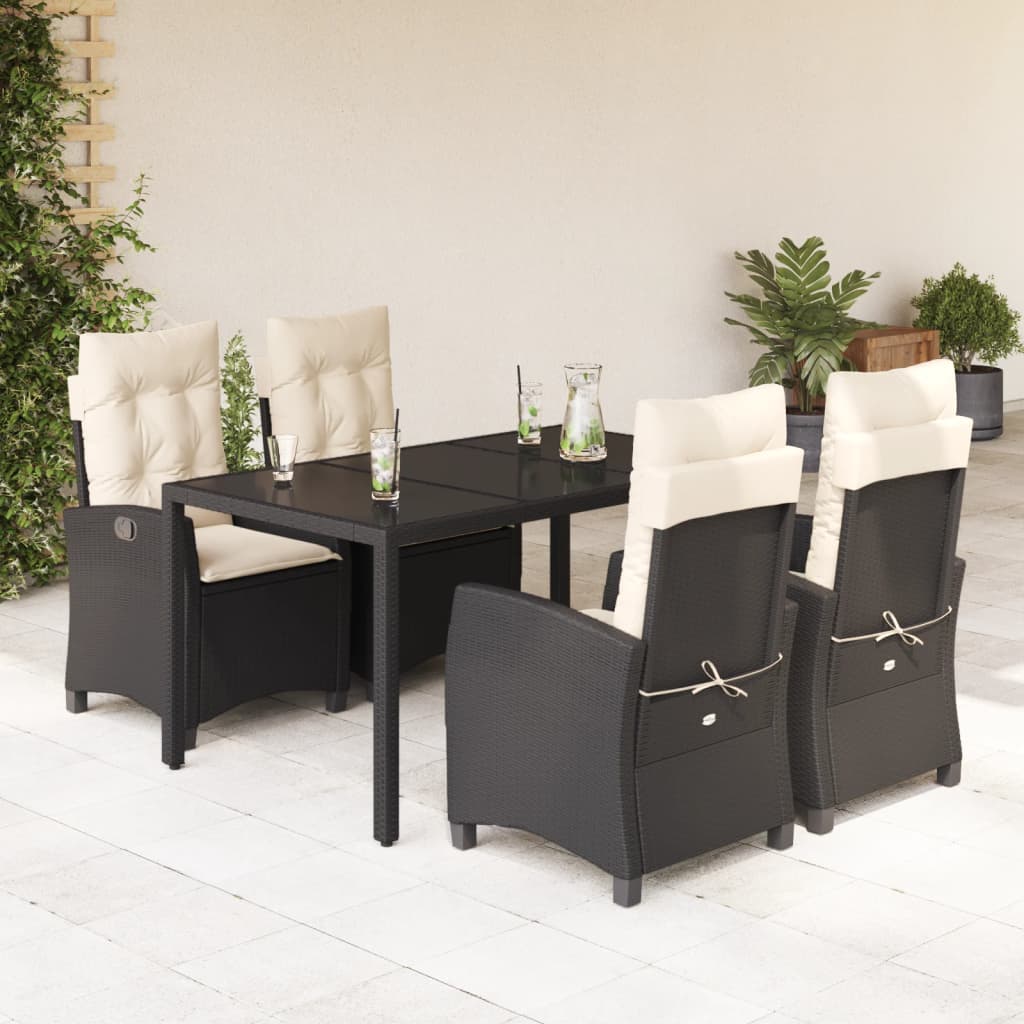 Set mobilier de grădină cu perne, 5 piese, negru, poliratan GartenMobel Dekor