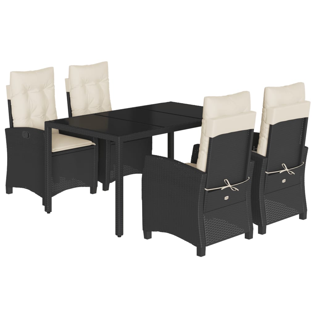 Set mobilier de grădină cu perne, 5 piese, negru, poliratan GartenMobel Dekor