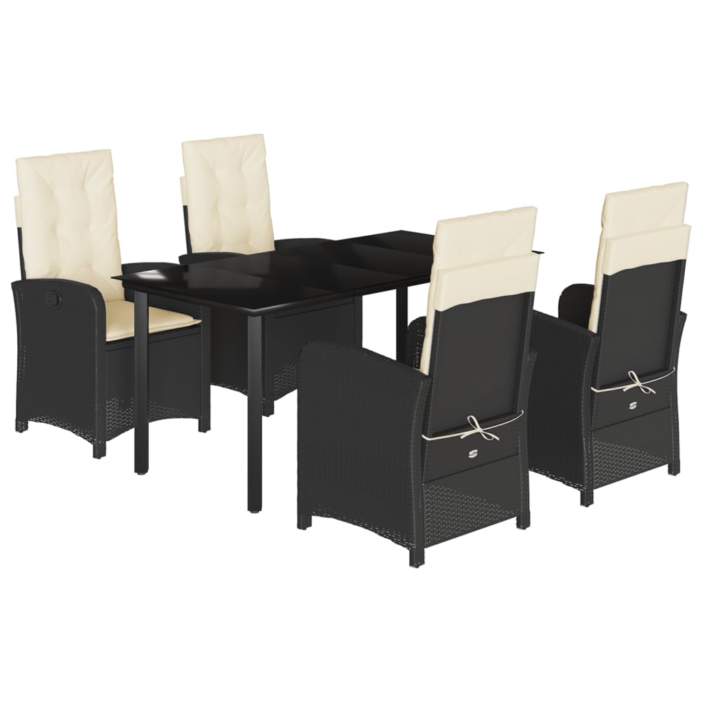 Set mobilier de grădină cu perne, 5 piese, negru, poliratan GartenMobel Dekor