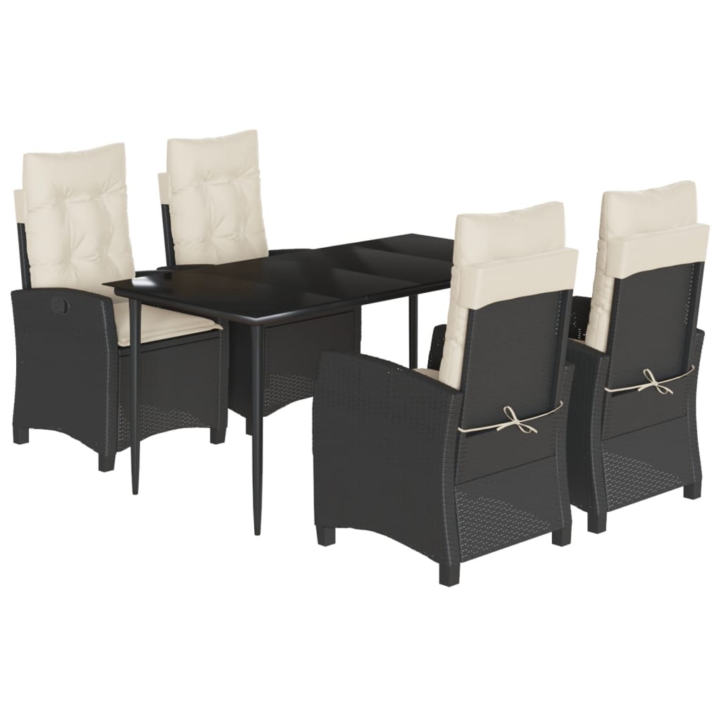 Set mobilier de grădină cu perne, 5 piese, negru, poliratan GartenMobel Dekor