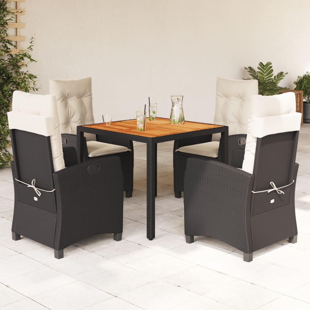 Set mobilier de grădină cu perne, 5 piese, negru, poliratan GartenMobel Dekor