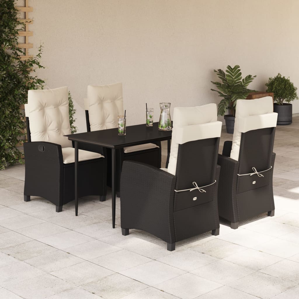 Set mobilier de grădină cu perne, 5 piese, negru, poliratan GartenMobel Dekor