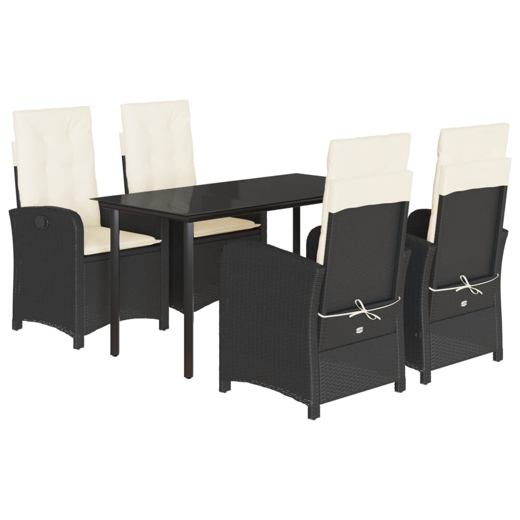 Set mobilier de grădină cu perne, 5 piese, negru, poliratan GartenMobel Dekor