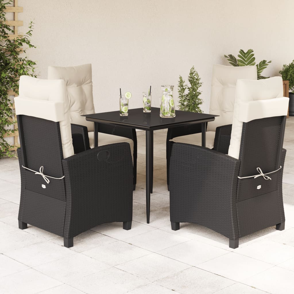 Set mobilier de grădină cu perne, 5 piese, negru, poliratan GartenMobel Dekor