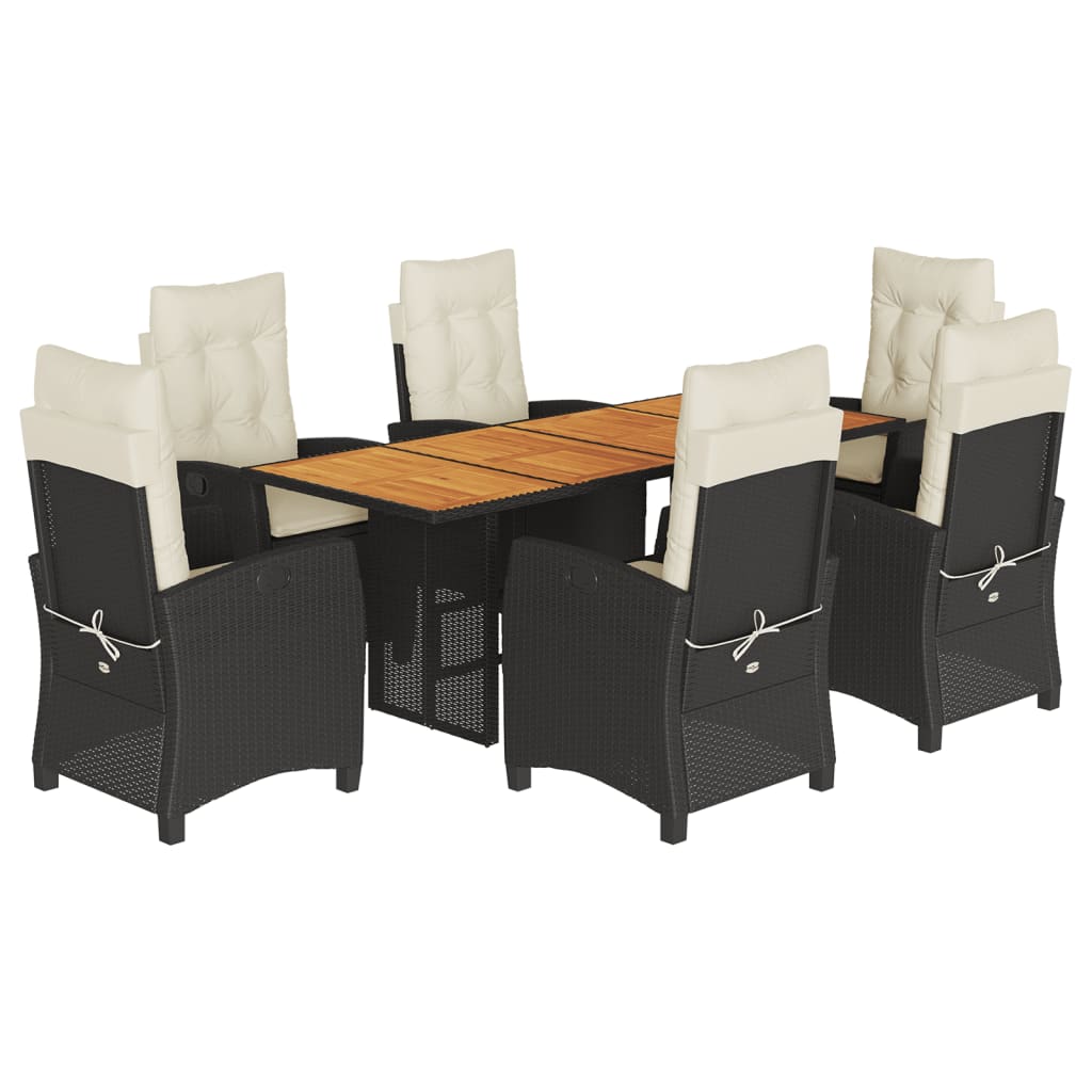 Set mobilier de grădină cu perne, 7 piese, negru, poliratan GartenMobel Dekor