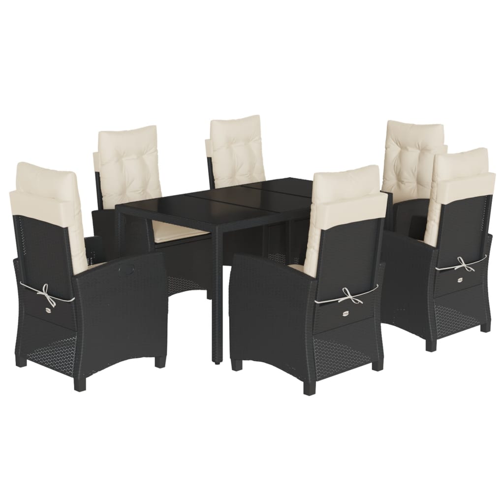 Set mobilier de grădină cu perne, 7 piese, negru, poliratan GartenMobel Dekor