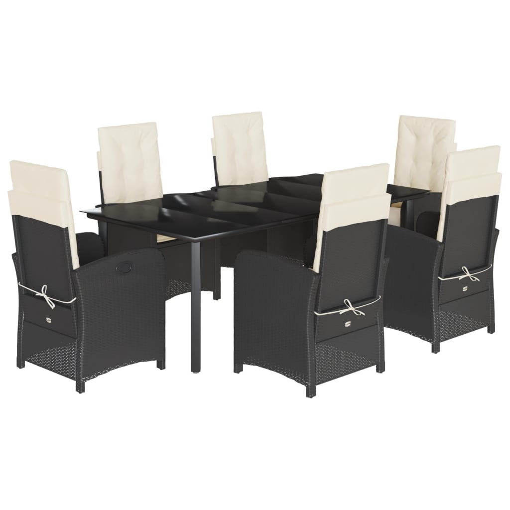 Set mobilier de grădină cu perne, 7 piese, negru, poliratan GartenMobel Dekor