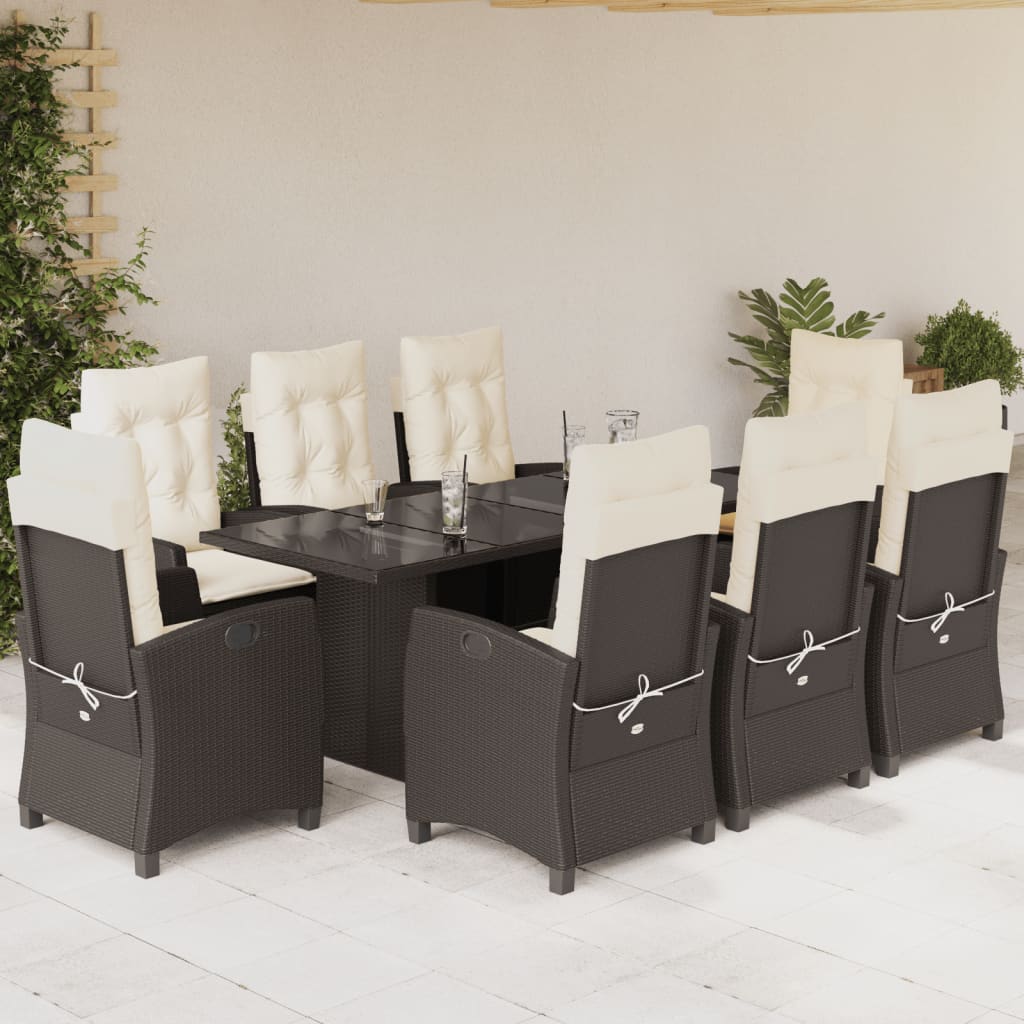 Set mobilier de grădină cu perne, 9 piese, maro, poliratan GartenMobel Dekor