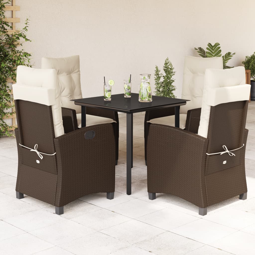 Set mobilier de grădină, 5 piese, cu perne, maro, poliratan GartenMobel Dekor