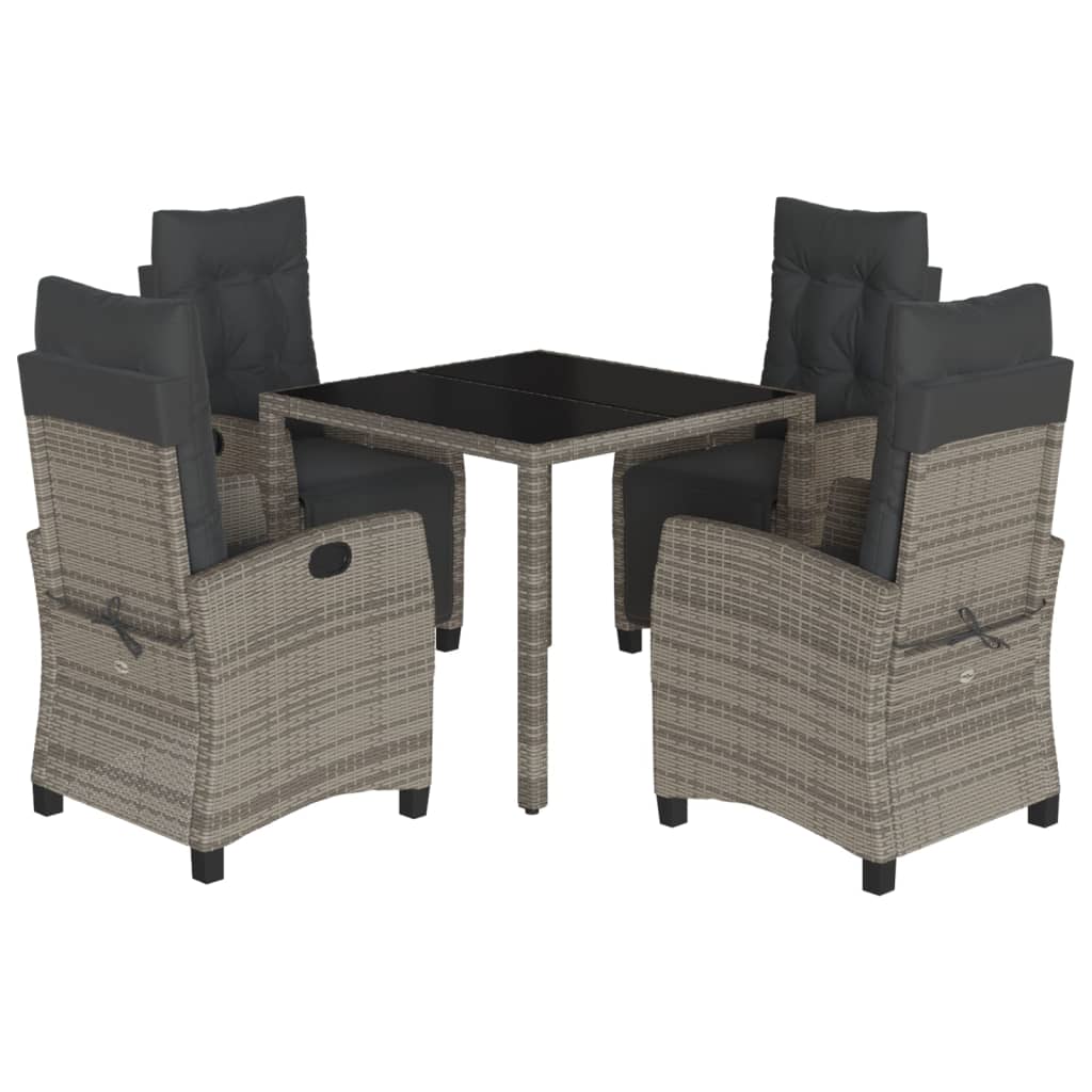 Set mobilier de grădină cu perne, 5 piese, gri, poliratan GartenMobel Dekor