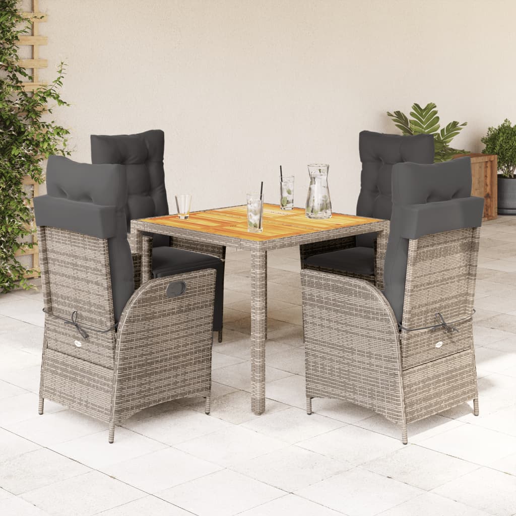 Set mobilier de grădină cu perne, 5 piese, gri, poliratan GartenMobel Dekor