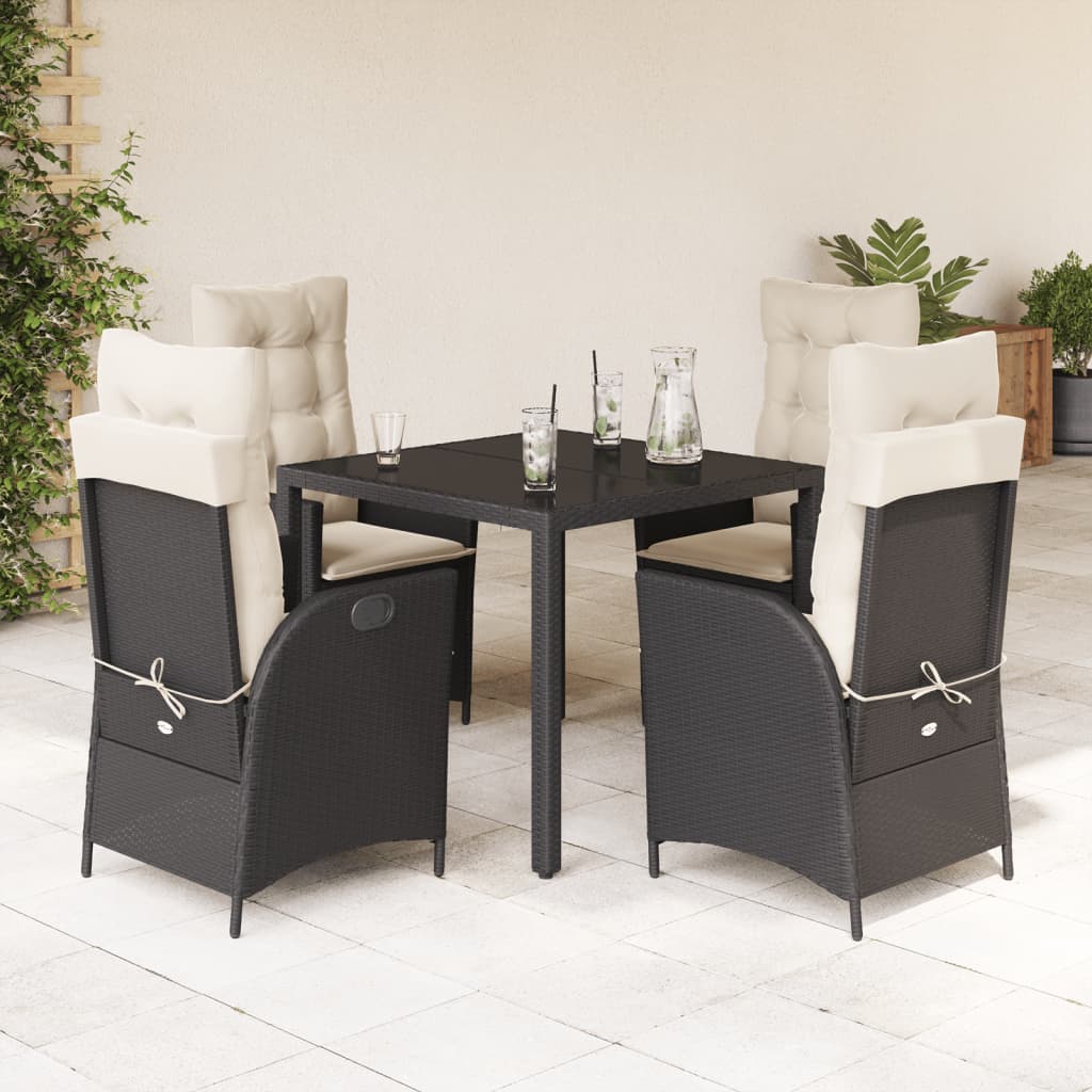 Set mobilier de grădină cu perne, 5 piese, negru, poliratan GartenMobel Dekor