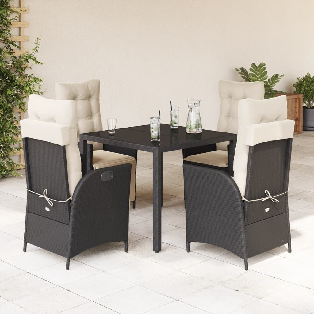 Set mobilier de grădină cu perne, 5 piese, negru, poliratan GartenMobel Dekor
