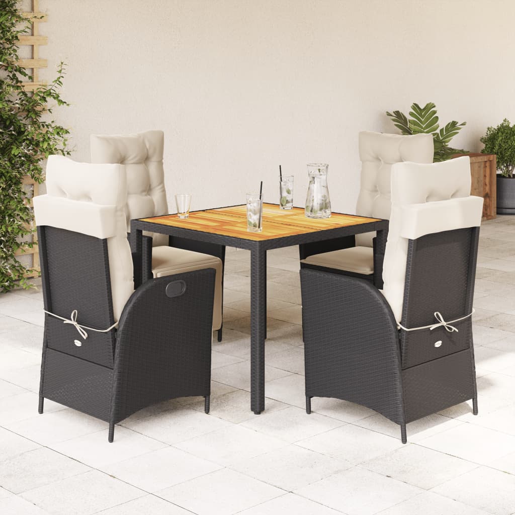 Set mobilier de grădină cu perne, 5 piese, negru, poliratan GartenMobel Dekor