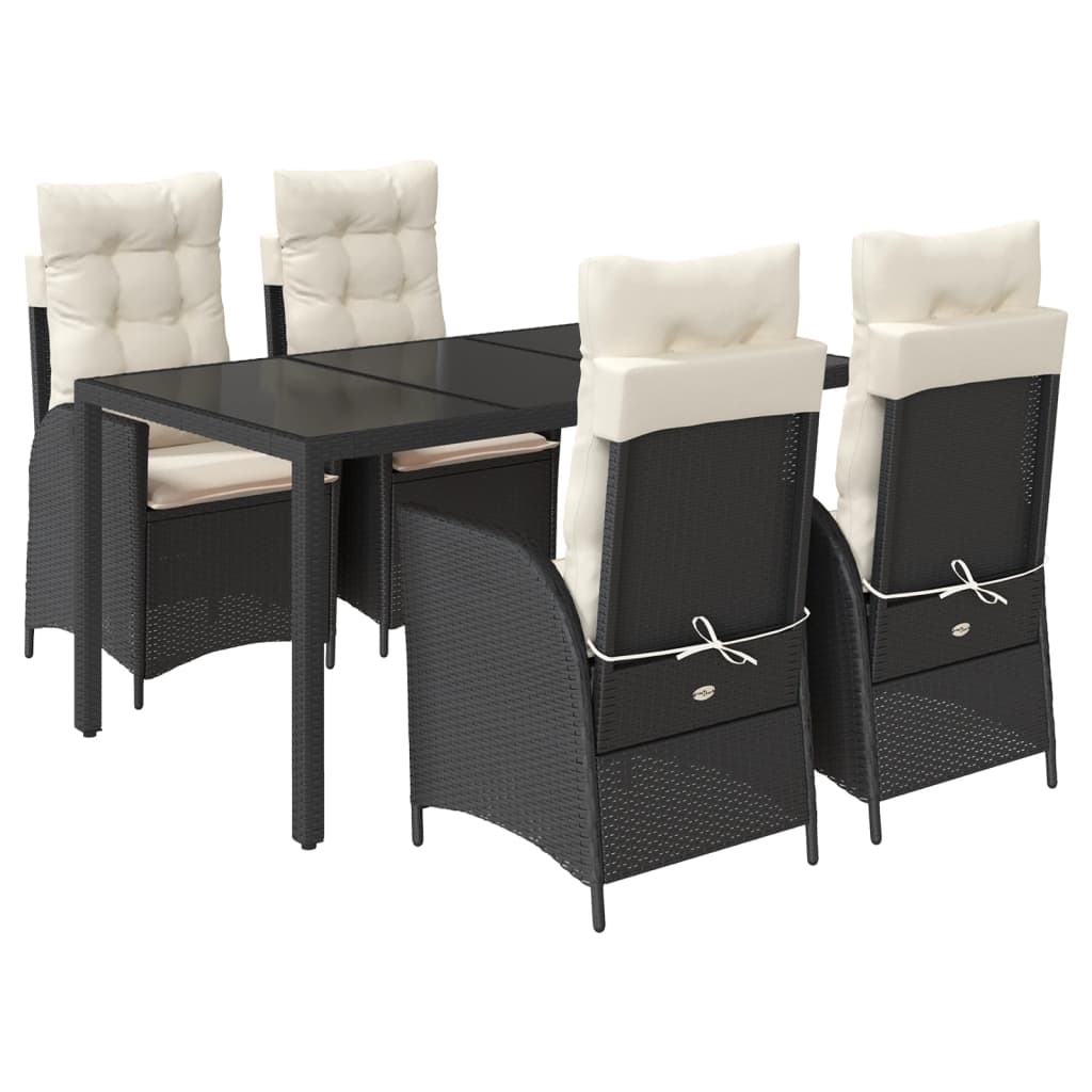 Set mobilier de grădină cu perne, 5 piese, negru, poliratan GartenMobel Dekor