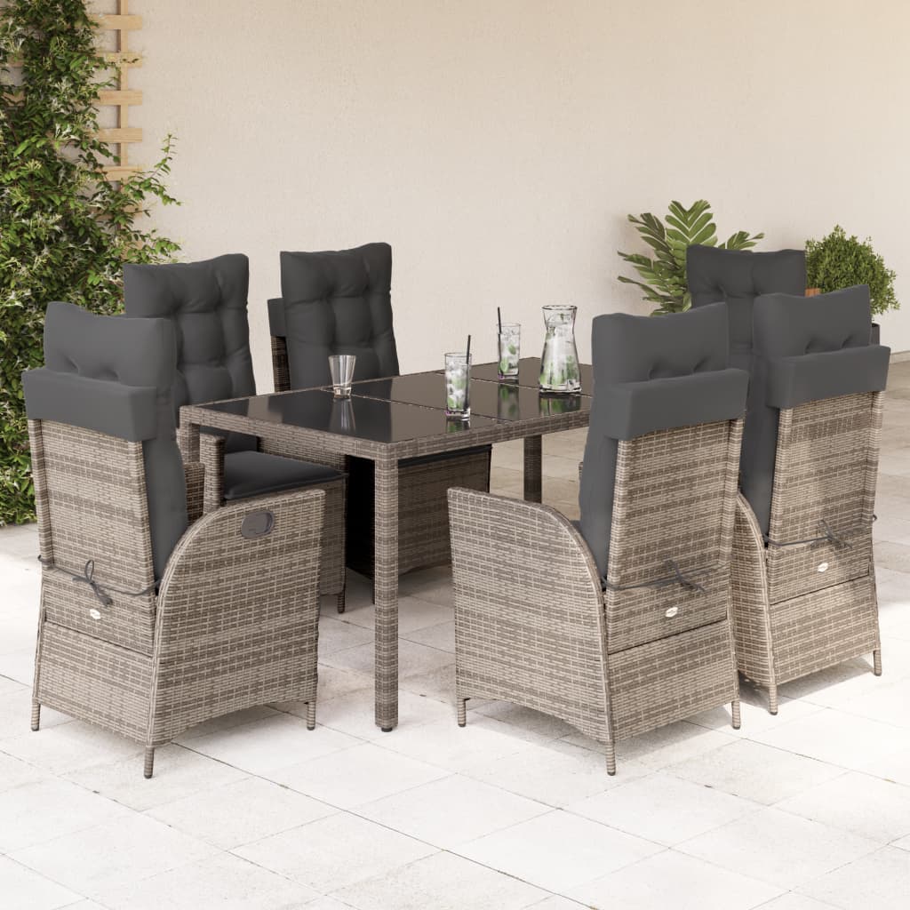 Set mobilier de grădină cu perne, 7 piese, gri, poliratan GartenMobel Dekor