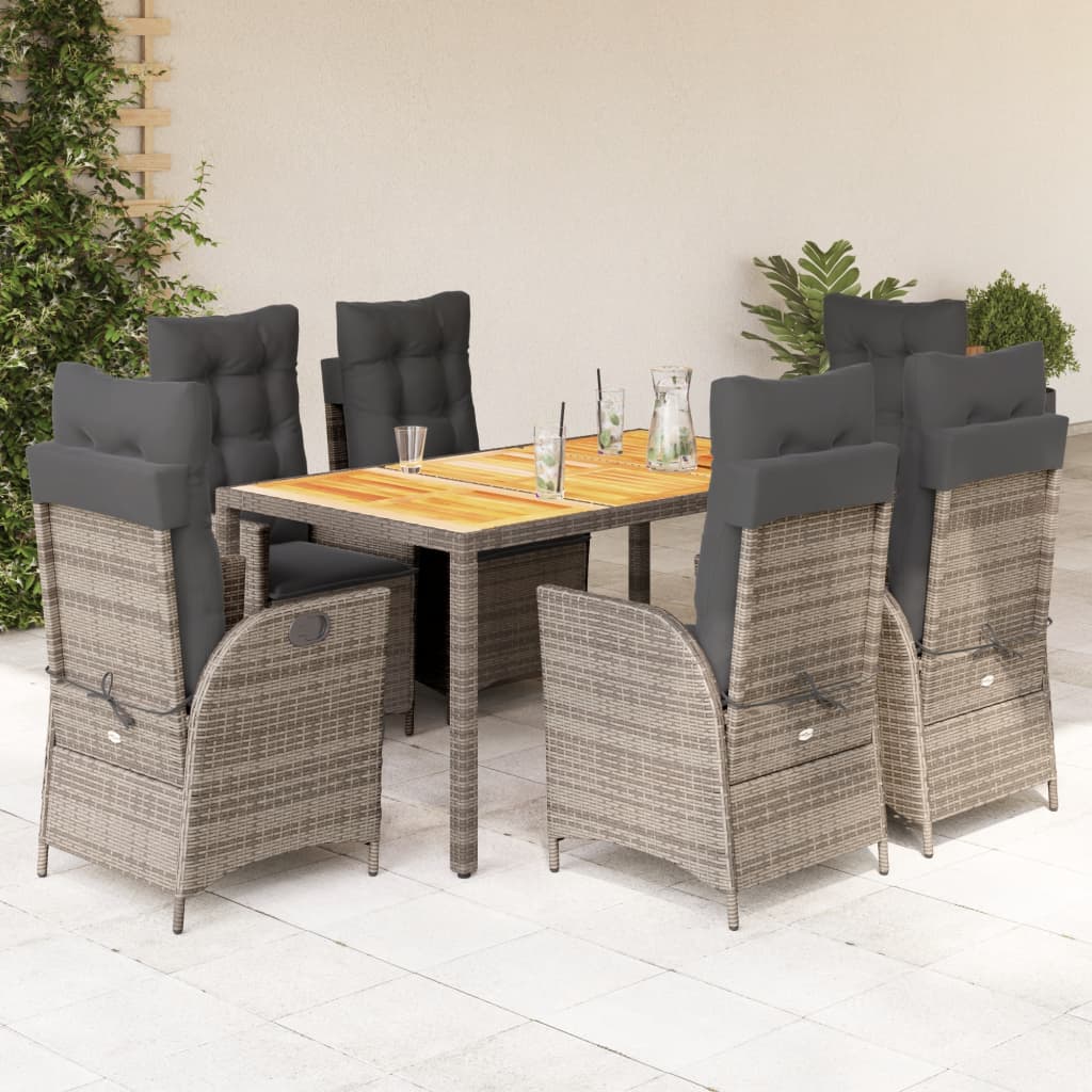 Set mobilier de grădină cu perne, 7 piese, gri, poliratan GartenMobel Dekor