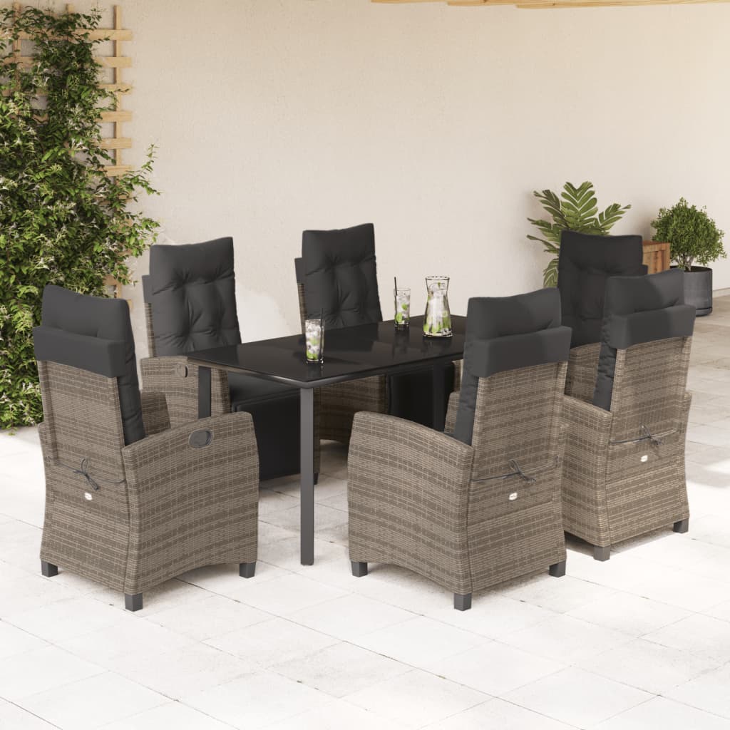 Set mobilier de grădină cu perne, 7 piese, gri, poliratan GartenMobel Dekor