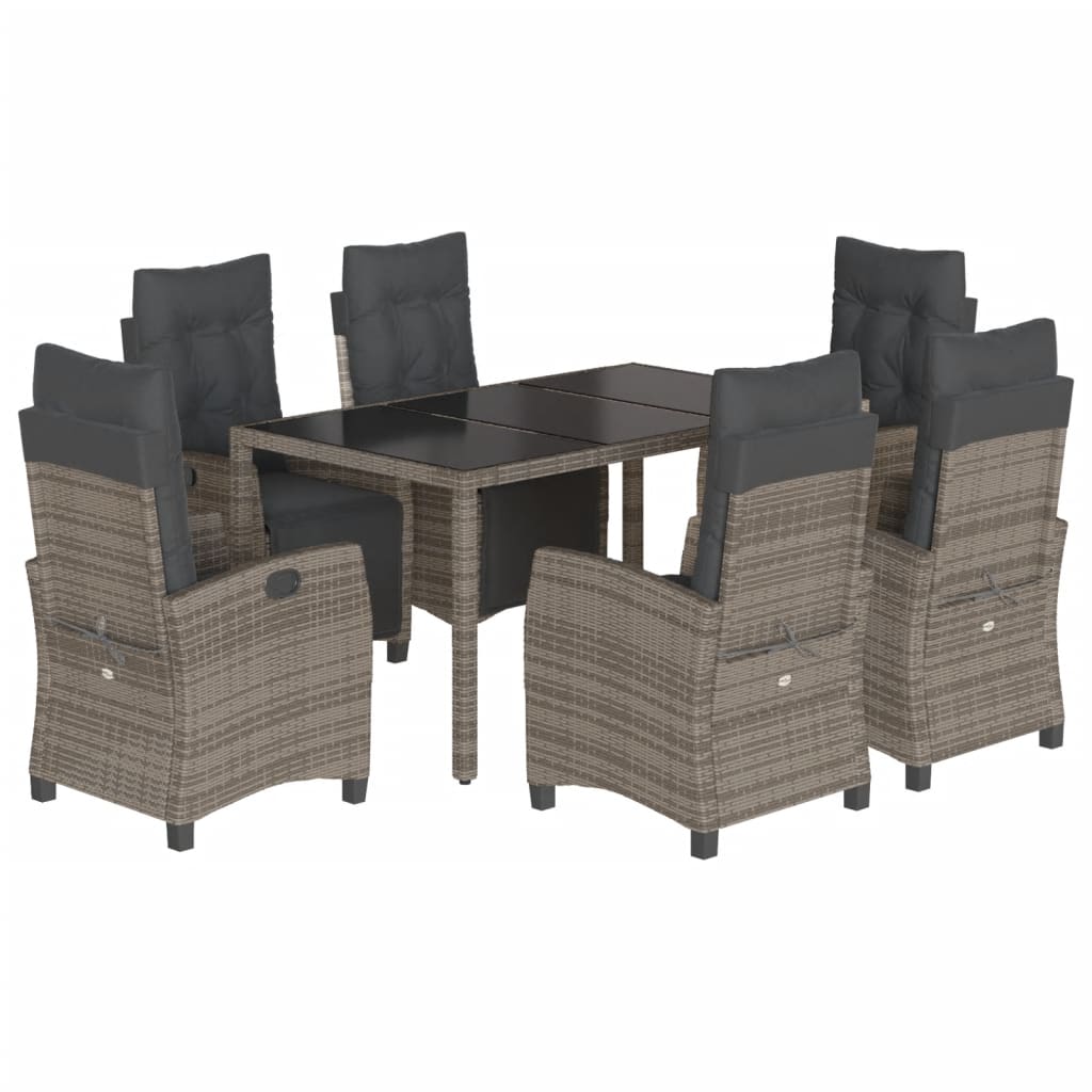 Set mobilier de grădină cu perne, 7 piese, gri, poliratan GartenMobel Dekor