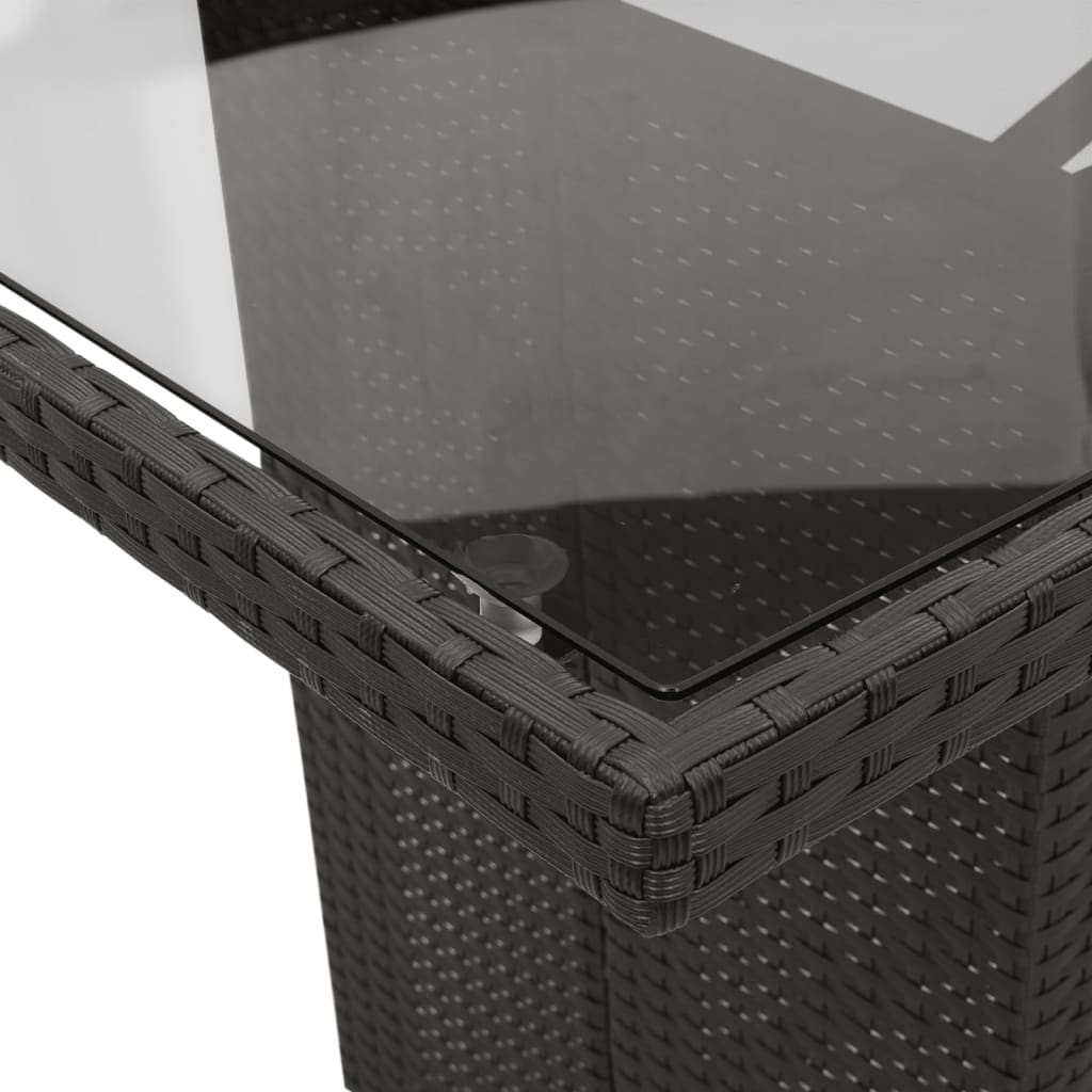 Set mobilier de grădină cu perne, 7 piese, negru, poliratan GartenMobel Dekor