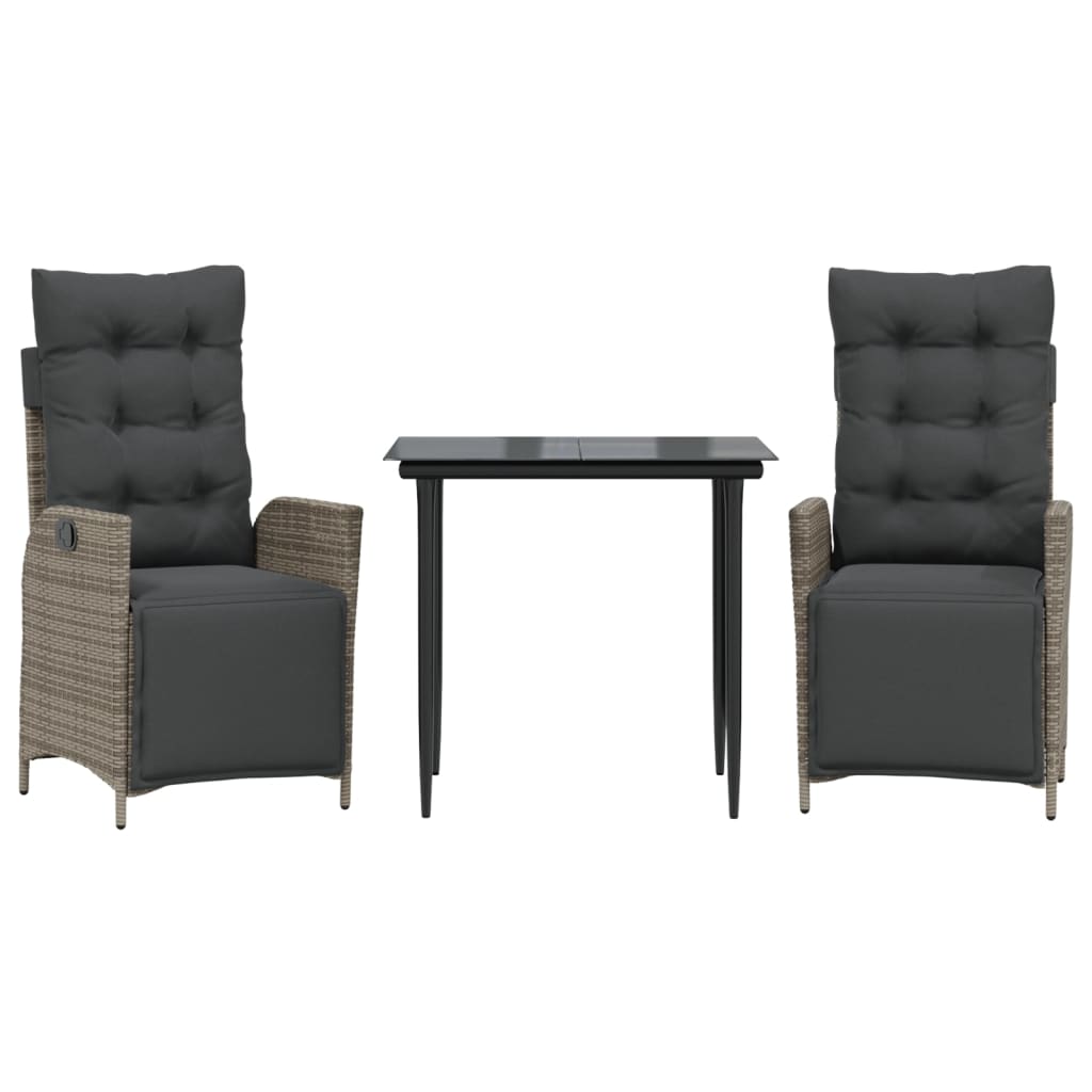 Set mobilier de grădină cu perne, 3 piese, gri, poliratan GartenMobel Dekor