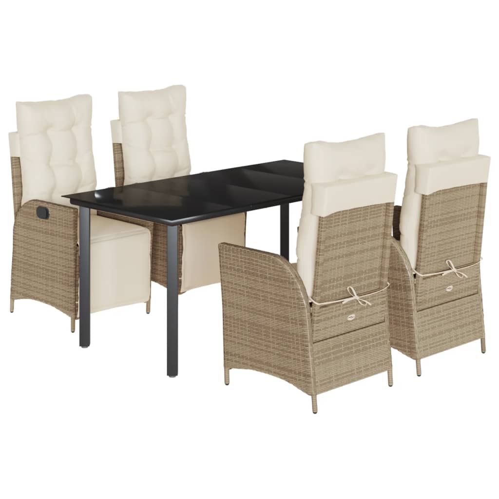 Set mobilier de grădină cu perne, 5 piese, bej, poliratan GartenMobel Dekor
