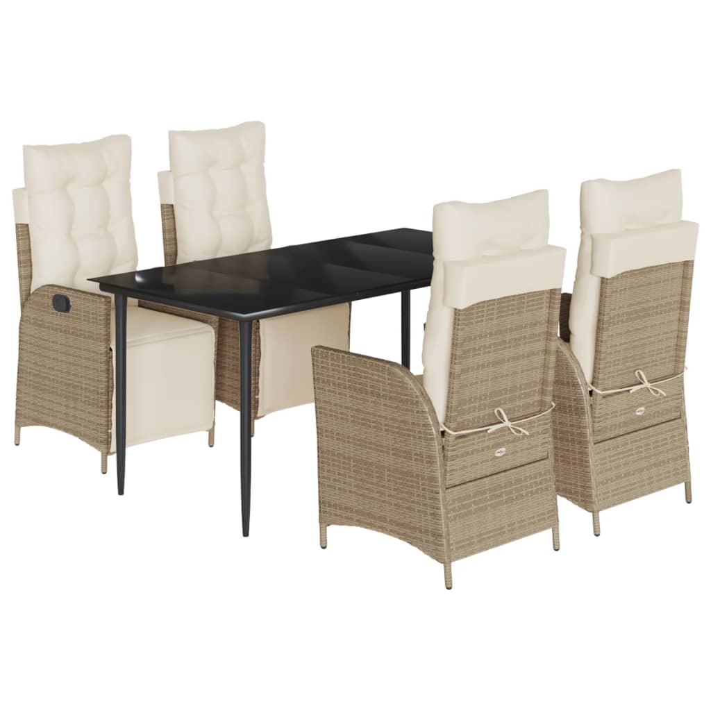 Set mobilier de grădină cu perne, 5 piese, bej, poliratan GartenMobel Dekor