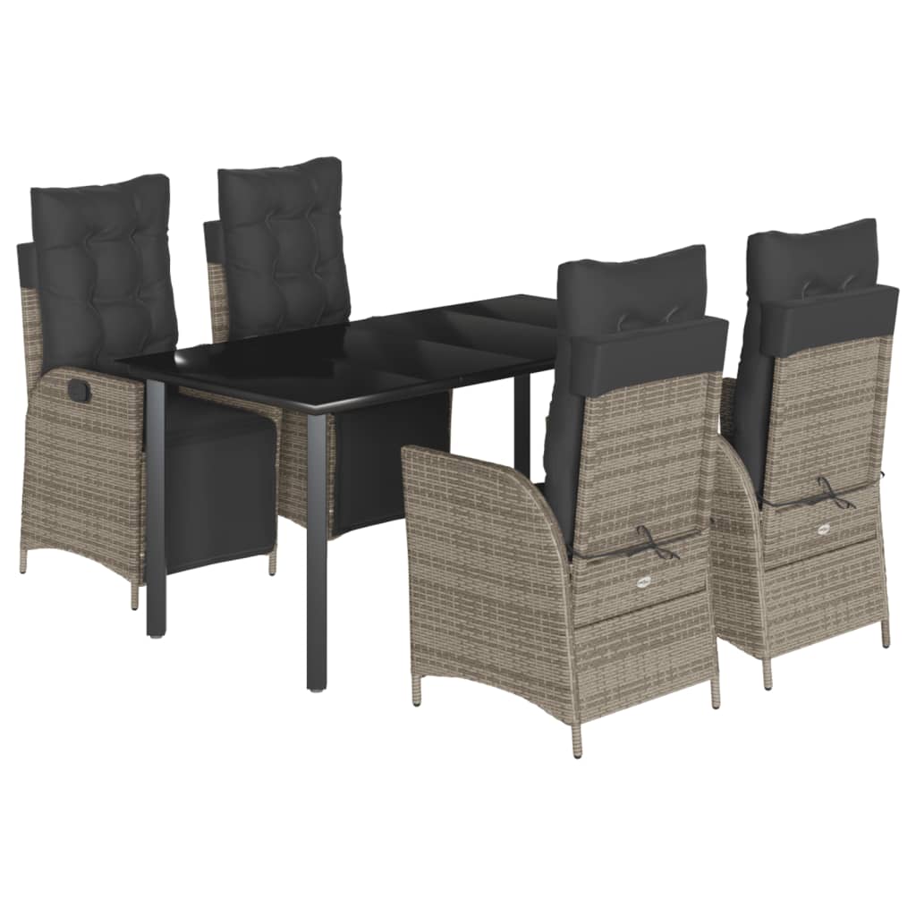 Set mobilier de grădină cu perne, 5 piese, gri, poliratan GartenMobel Dekor