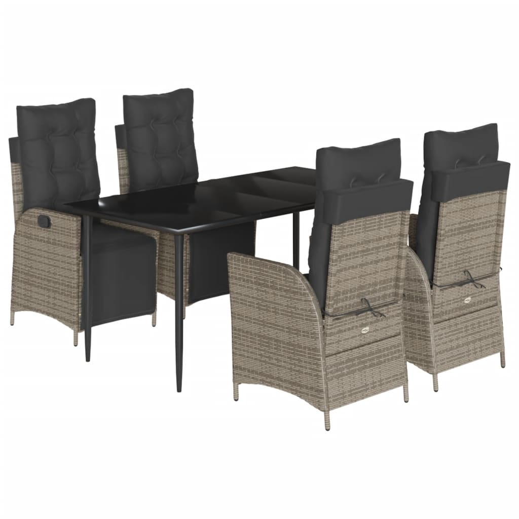 Set mobilier de grădină cu perne, 5 piese, gri, poliratan GartenMobel Dekor