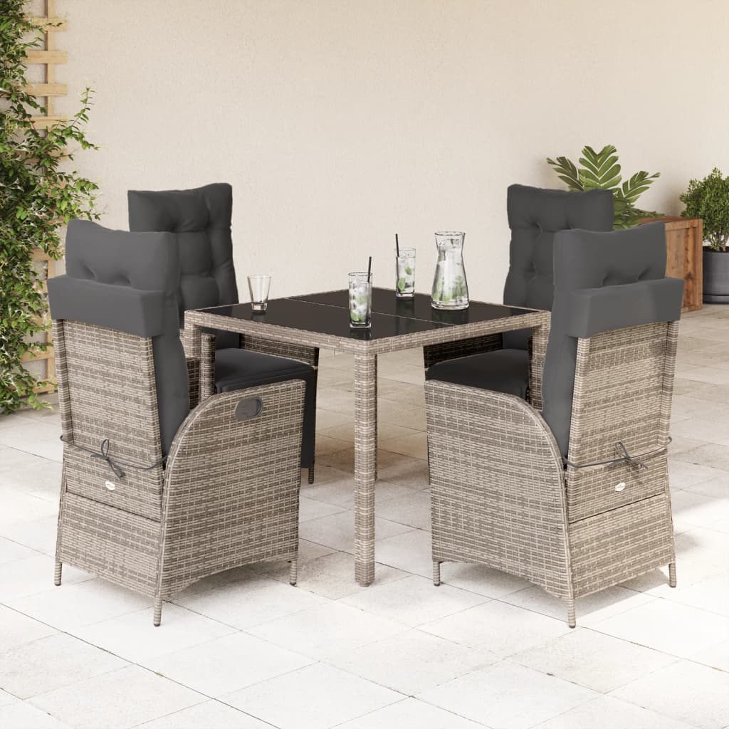 Set mobilier de grădină cu perne, 5 piese, gri, poliratan GartenMobel Dekor
