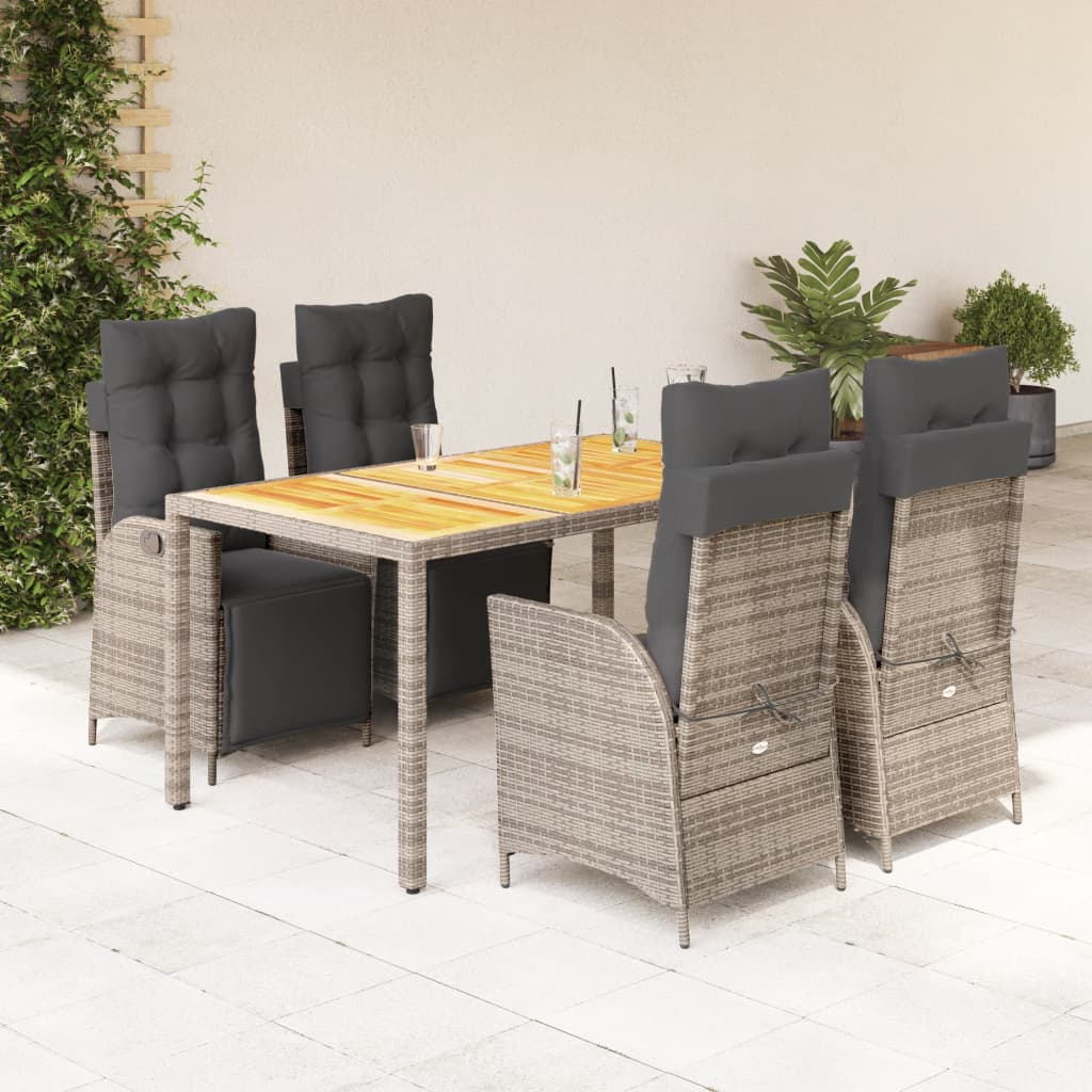 Set mobilier de grădină cu perne, 5 piese, gri, poliratan GartenMobel Dekor