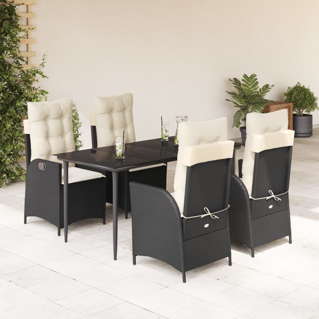 Set mobilier de grădină cu perne, 5 piese, negru, poliratan GartenMobel Dekor