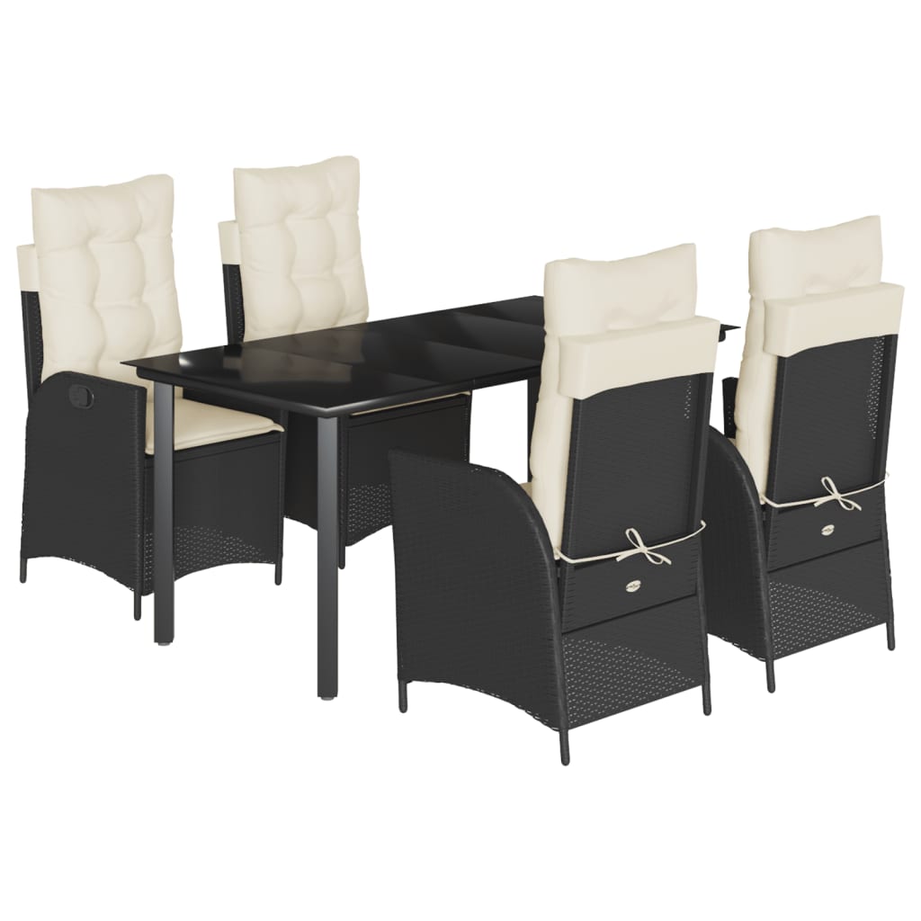 Set mobilier de grădină cu perne, 5 piese, negru, poliratan GartenMobel Dekor
