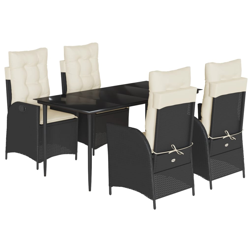 Set mobilier de grădină cu perne, 5 piese, negru, poliratan GartenMobel Dekor