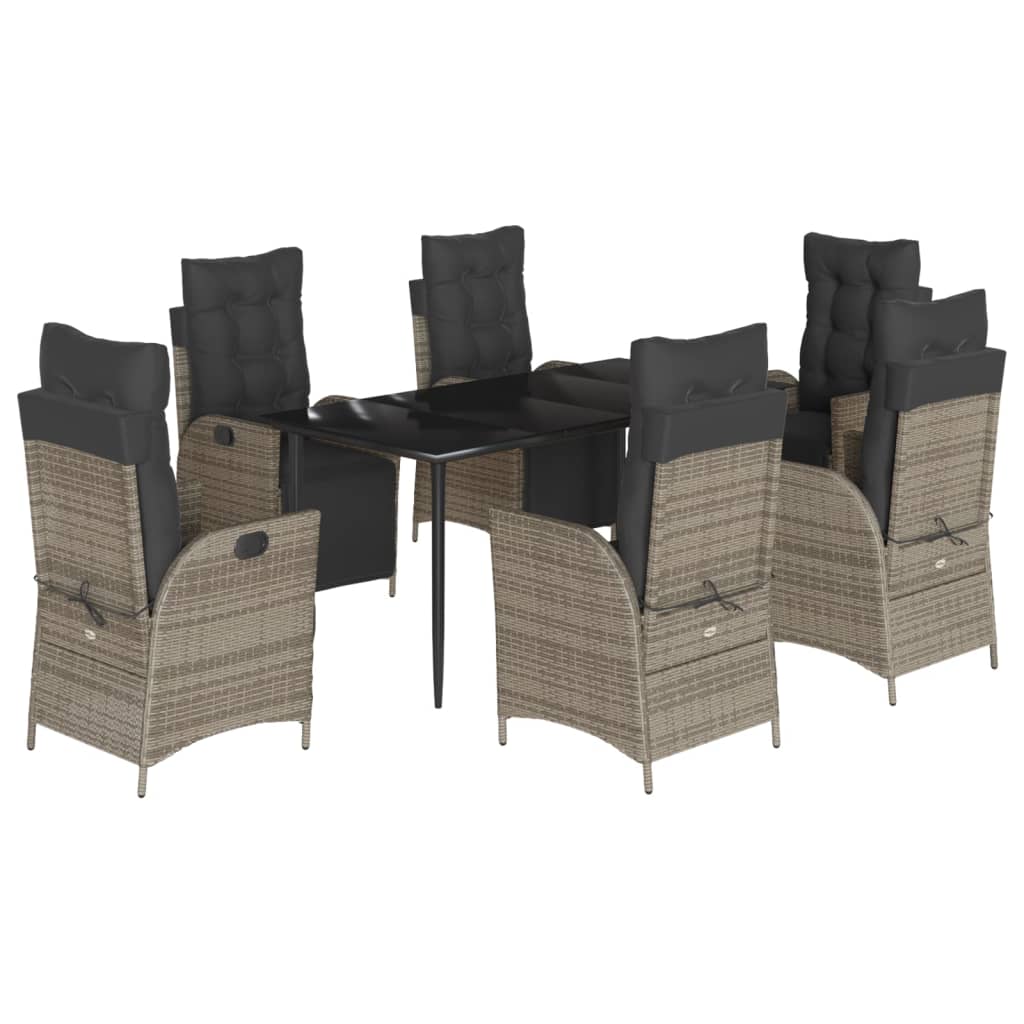Set mobilier de grădină cu perne, 7 piese, gri, poliratan GartenMobel Dekor