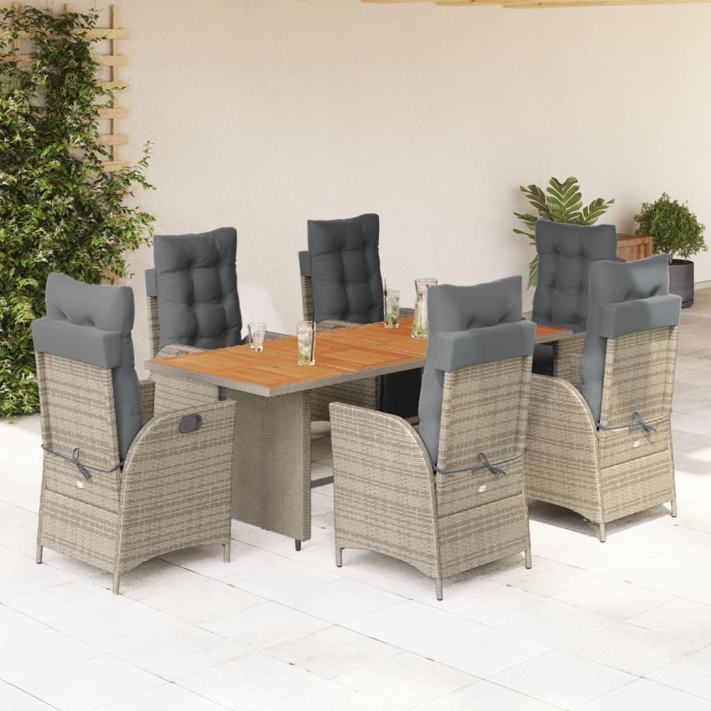 Set mobilier de grădină cu perne, 7 piese, gri, poliratan GartenMobel Dekor