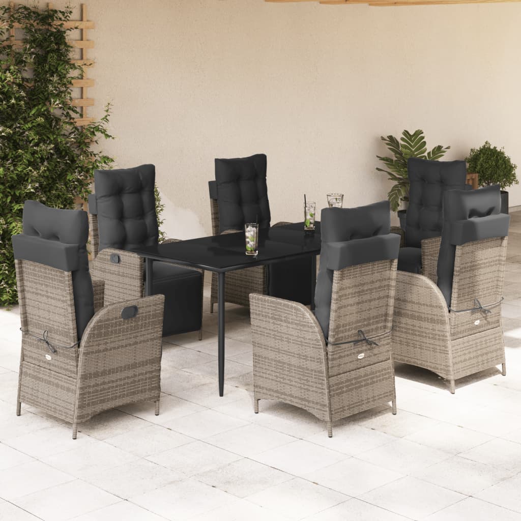 Set mobilier de grădină cu perne, 7 piese, gri, poliratan GartenMobel Dekor