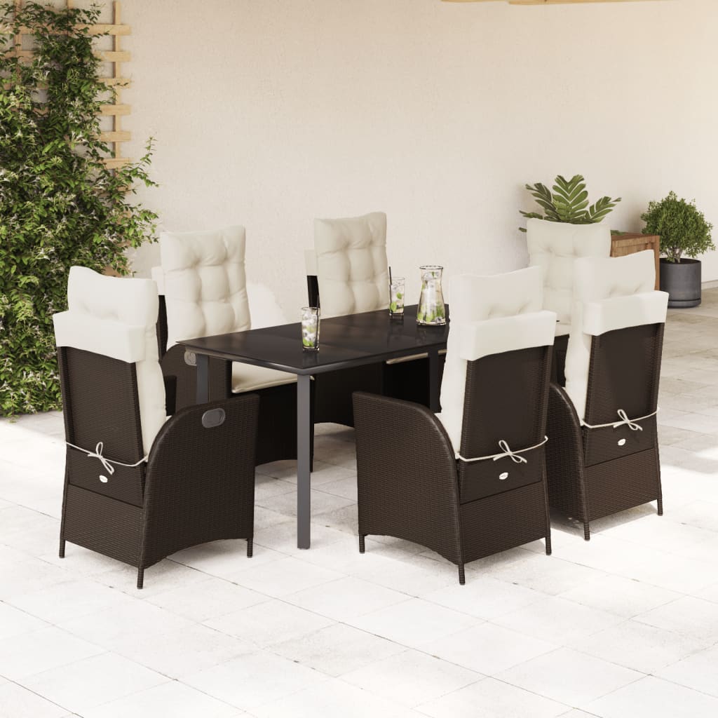 Set mobilier de grădină cu perne, 7 piese, maro, poliratan GartenMobel Dekor