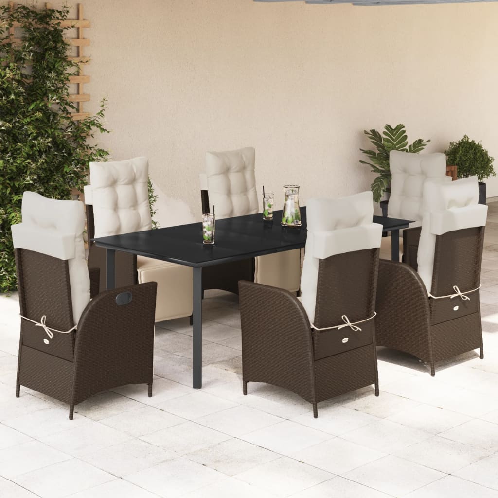 Set mobilier de grădină cu perne, 7 piese, maro, poliratan GartenMobel Dekor