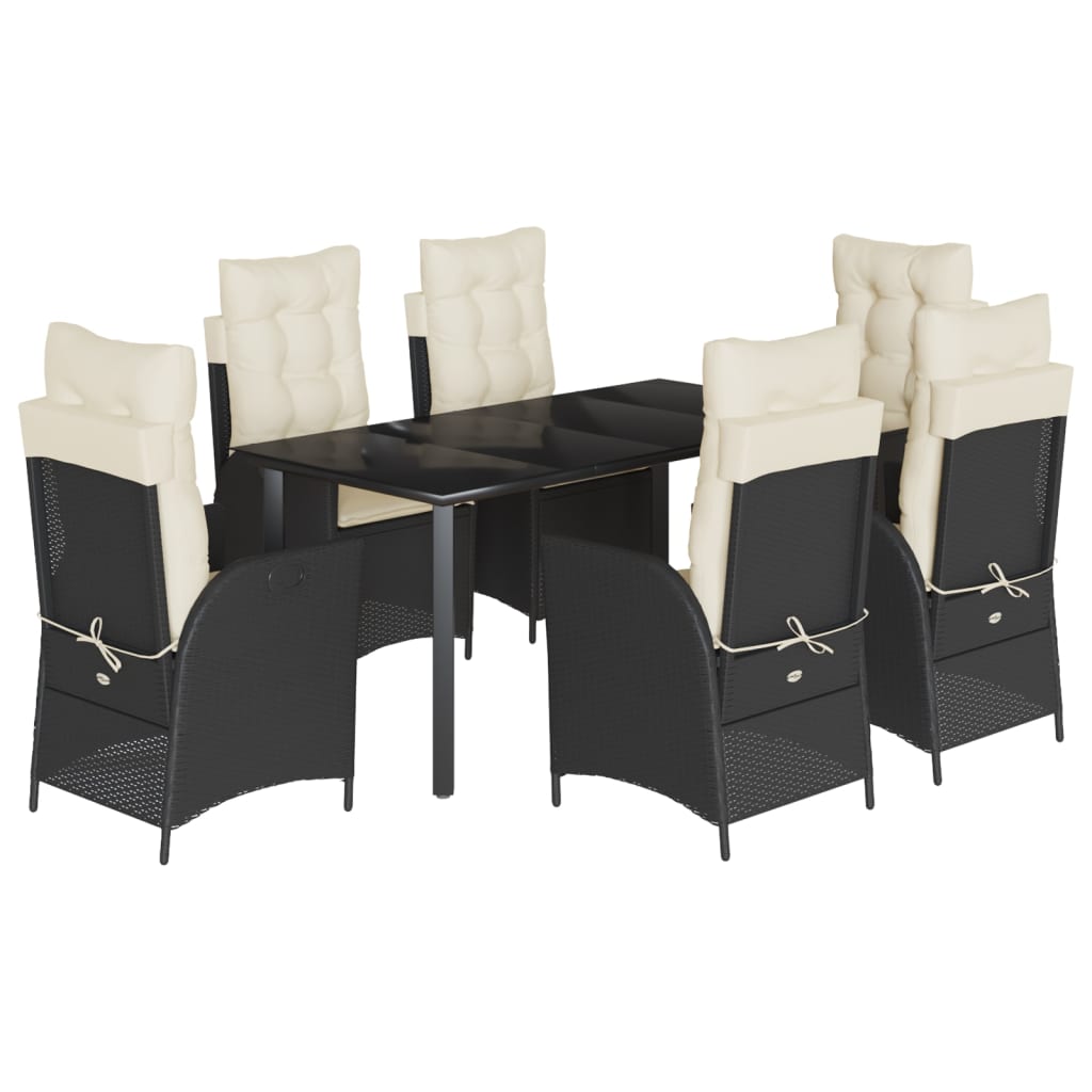 Set mobilier de grădină cu perne, 7 piese, negru, poliratan GartenMobel Dekor
