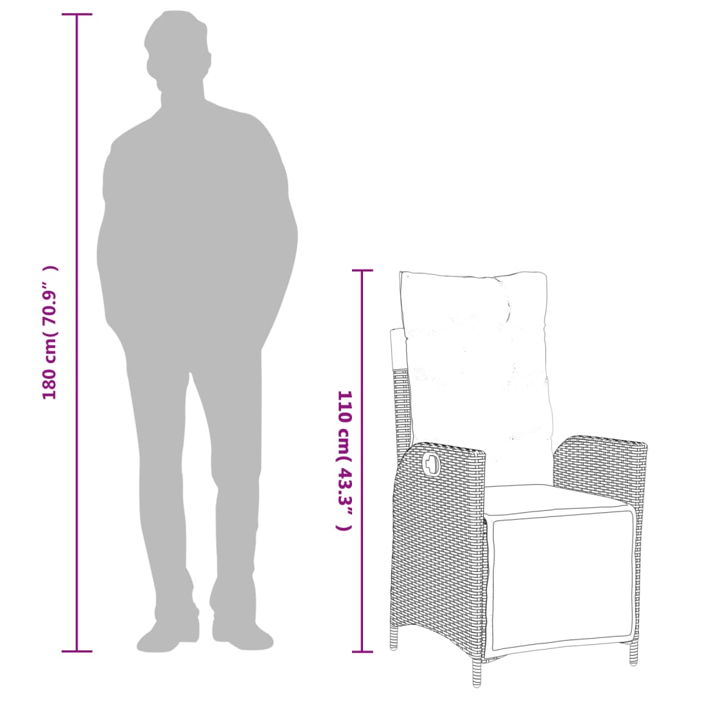 Set mobilier grădină cu perne, 9 piese, gri, poliratan GartenMobel Dekor