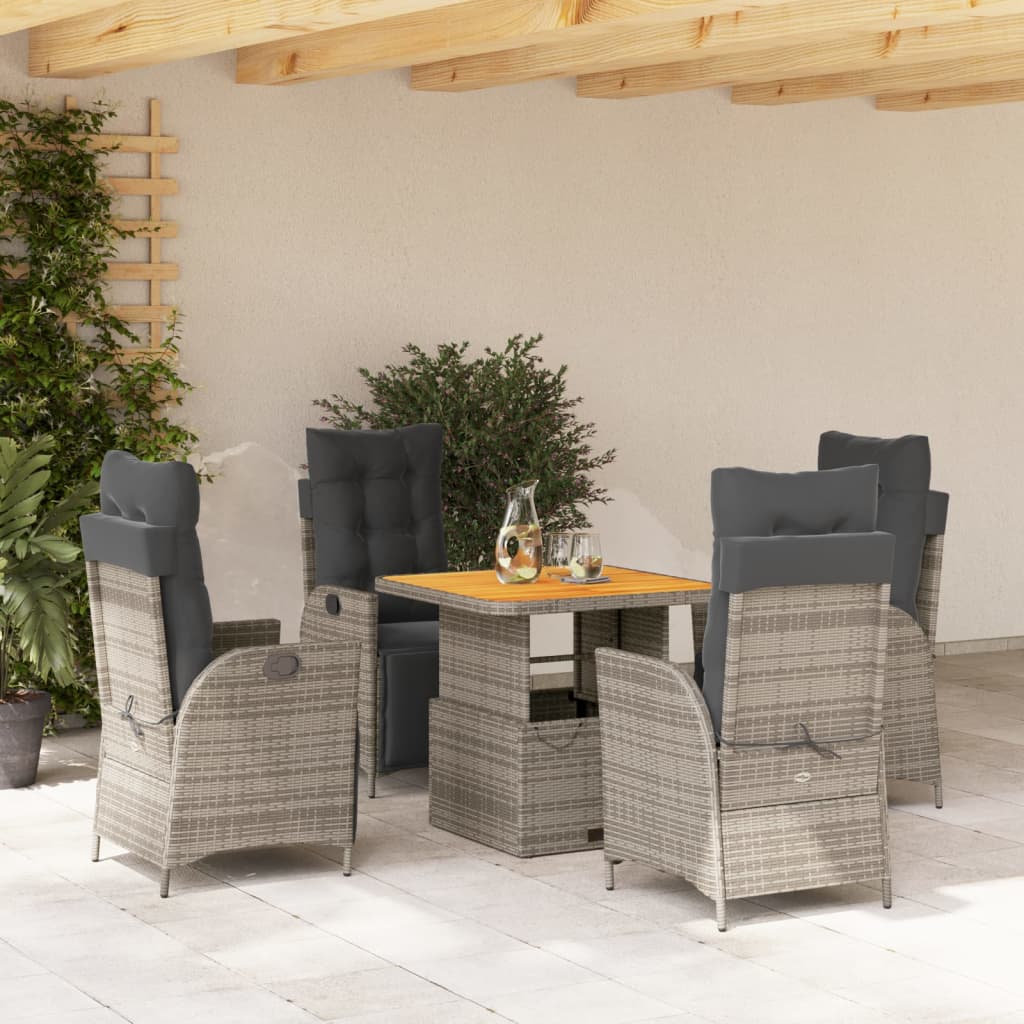 Set mobilier de grădină cu perne, 5 piese, gri, poliratan GartenMobel Dekor