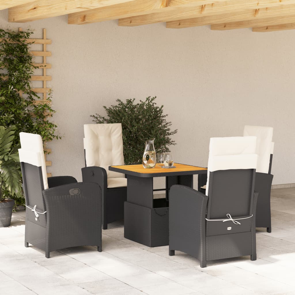Set mobilier de grădină cu perne, 5 piese, negru, poliratan GartenMobel Dekor